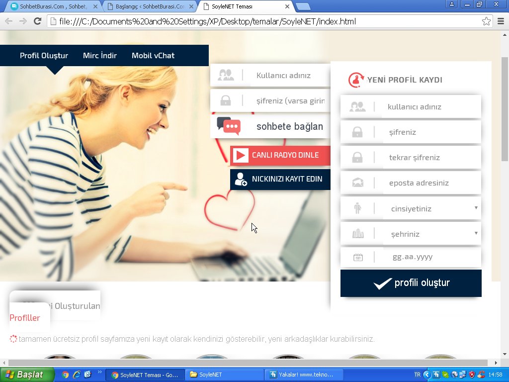 Mobil sohbet teması html