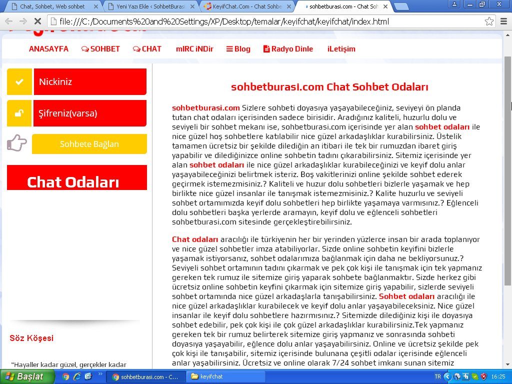 Keyif chat  sohbet temasi html